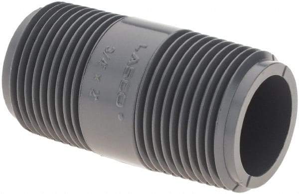 Value Collection - 3/4" Pipe, 1-1/2" Long PVC Threaded Plastic Pipe Nipple - Gray - Apex Tool & Supply