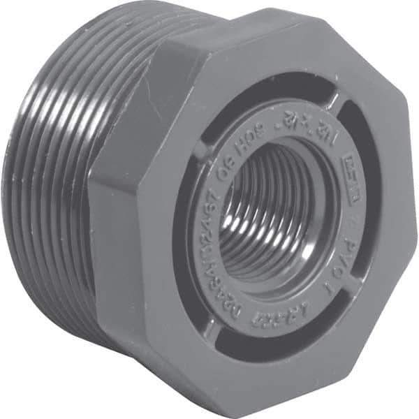 Value Collection - 1-1/2 x 1-1/4" PVC Plastic Pipe Bushing - MIPT x FIPT End Connections - Apex Tool & Supply