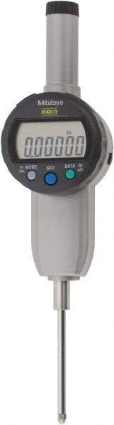 Mitutoyo - 0 to 2" Range, 0.00005" Graduation, Electronic Drop Indicator - Flat Back, Accurate to 0.0002", English & Metric System, LCD Display - Apex Tool & Supply