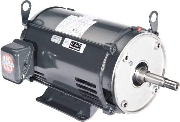 US Motors - 10 hp, ODP Enclosure, No Thermal Protection, 3,500 RPM, 208-230/460 Volt, 60 Hz, Three Phase Energy Efficient Motor - Size 213 Frame, Rigid Mount, 1 Speed, Ball Bearings, 27.5-25.3/12.6 Full Load Amps, F Class Insulation, CCW Lead End - Apex Tool & Supply