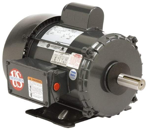 US Motors - 3/4 hp, TEFC Enclosure, Auto Thermal Protection, 1,725 RPM, 115/230 Volt, 60 Hz, Industrial Electric AC/DC Motor - Size 56 Frame, Rigid Mount, 1 Speed, Ball Bearings, 11.4/5.7 Full Load Amps, B Class Insulation, Reversible - Apex Tool & Supply
