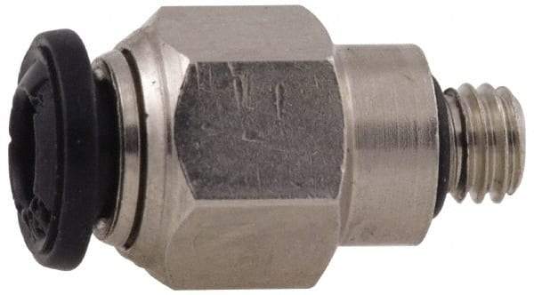 Alpha Technologies - 3mm Outside Diam, M5 Metric, Nickel Plated Brass Push-to-Connect Tube Male Connector - 250 Max psi, Tube to Metric Thread Connection, Buna O-Ring - Apex Tool & Supply