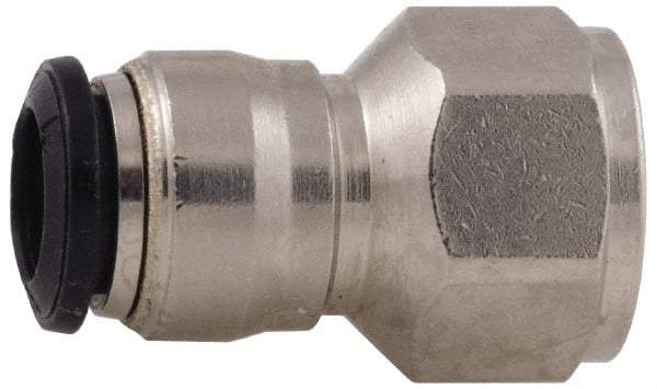 Alpha Technologies - 3mm Outside Diam, M5 Metric, Nickel Plated Brass Push-to-Connect Tube Female Connector - 250 Max psi, Tube to Female BSPP Connection, Buna O-Ring - Apex Tool & Supply