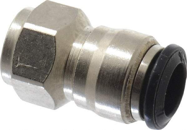 Alpha Technologies - 8mm Outside Diam, 1/8 BSPP, Nickel Plated Brass Push-to-Connect Tube Female Connector - 250 Max psi, Tube to Female BSPP Connection, Buna O-Ring - Apex Tool & Supply