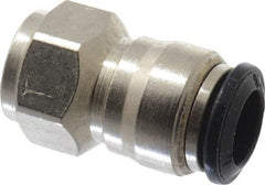Alpha Technologies - 8mm Outside Diam, 1/8 BSPP, Nickel Plated Brass Push-to-Connect Tube Female Connector - 250 Max psi, Tube to Female BSPP Connection, Buna O-Ring - Apex Tool & Supply