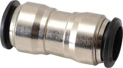 Alpha Technologies - 14mm Outside Diam, Nickel Plated Brass Push-to-Connect Tube Union - 250 Max psi, Tube to Tube Connection, Buna O-Ring - Apex Tool & Supply