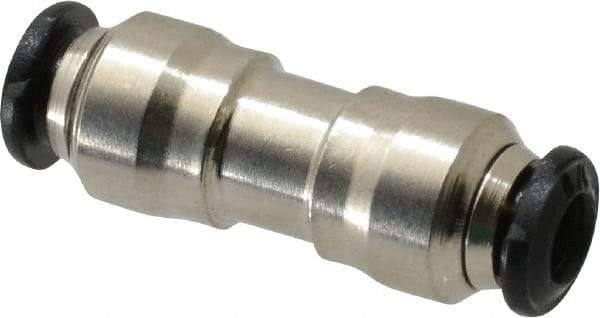 Alpha Technologies - 3mm Outside Diam, Nickel Plated Brass Push-to-Connect Tube Union - 250 Max psi, Tube to Tube Connection, Buna O-Ring - Apex Tool & Supply