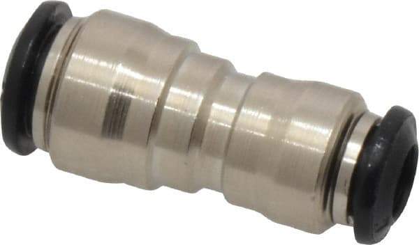 Alpha Technologies - 8 x 6mm Outside Diam, Nickel Plated Brass Push-to-Connect Tube Union - 250 Max psi, Tube to Tube Connection, Buna O-Ring - Apex Tool & Supply