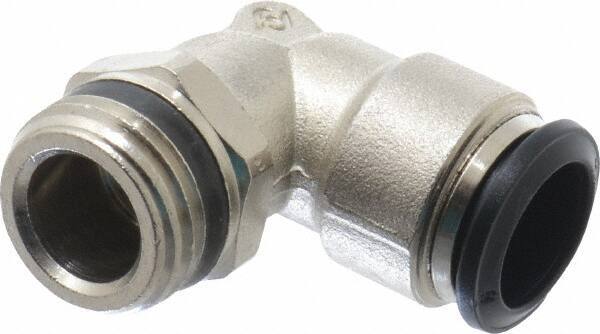 Alpha Technologies - 14mm Outside Diam, 1/2 Universal, Nickel Plated Brass Push-to-Connect Tube Male Swivel Elbow - 250 Max psi, Tube to Universal Thread Connection, Buna O-Ring - Apex Tool & Supply