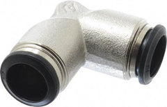 Alpha Technologies - 14mm Outside Diam, Nickel Plated Brass Push-to-Connect Tube Union Elbow - 250 Max psi, Tube to Tube Connection, Buna O-Ring - Apex Tool & Supply