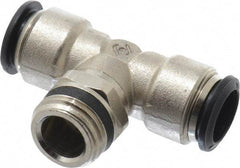 Alpha Technologies - 14mm Outside Diam, 1/2 Universal, Nickel Plated Brass Push-to-Connect Tube Male Swivel Branch Tee - 250 Max psi, Tube to Universal Thread Connection, Buna O-Ring - Apex Tool & Supply
