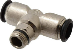 Alpha Technologies - 14mm Outside Diam, 3/8 Universal, Nickel Plated Brass Push-to-Connect Tube Male Swivel Branch Tee - 250 Max psi, Tube to Universal Thread Connection, Buna O-Ring - Apex Tool & Supply