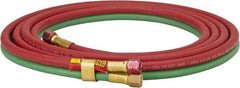 Parker - 1/4" Inside x 17/32" Outside Diam, Grade T Welding Hose - Green & Red, 12-1/2' Long, Twin Style, 200 psi Working Pressure - Apex Tool & Supply