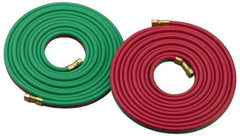 Parker - 3/8" Inside x 0.656" Outside Diam, Grade R Welding Hose - Green & Red, 25' Long, Twin Style, 200 psi Working Pressure - Apex Tool & Supply