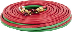 Parker - 1/4" Inside x 17/32" Outside Diam, Grade R Welding Hose - Green & Red, 50' Long, Twin Style, 200 psi Working Pressure - Apex Tool & Supply