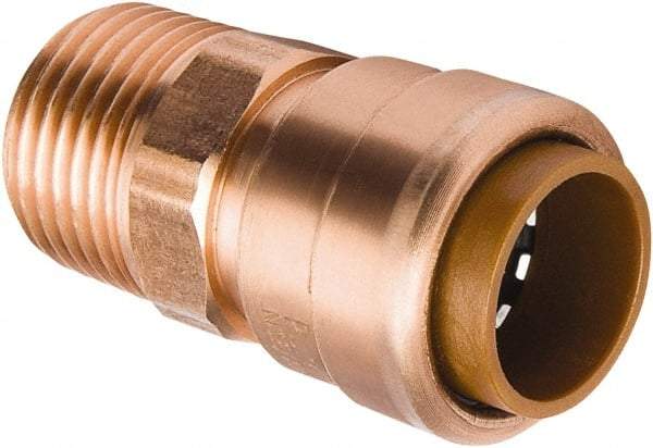B&K Mueller - 3/4" Outside Diam, Metal Push-to-Connect Tube Male Connector - 200 Max psi, Tube to Male NPT Connection, Rubber O-Ring - Apex Tool & Supply