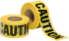 Ability One - 1,000' Long x 3" Wide Roll, Polyethylene, Black & Yellow Barricade Tape - Message: CAUTION - Apex Tool & Supply
