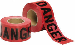 Ability One - 1,000' Long x 3" Wide Roll, Polyethylene, Black & Red Barricade Tape - Message: Danger - Apex Tool & Supply