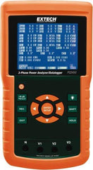 Extech - 3 Phase, 600 VAC, 200 to 3,000 Amp Capability, 45 to 65 Hz Calibration, LCD Display Power Meter - 0.5% Current Accuracy, 0.5% Voltage Accuracy - Apex Tool & Supply
