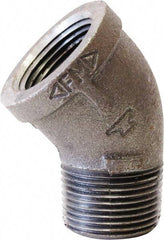 Made in USA - Size 1-1/2", Class 150, Malleable Iron Black Pipe 45° Street Elbow - 300 psi, Threaded (NPT) End Connection - Apex Tool & Supply