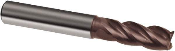 Guhring - 3/8", 1-3/4" LOC, 3/8" Shank Diam, 4" OAL, 4 Flute, Solid Carbide Square End Mill - Single End, Nano-A Finish, Spiral Flute, 36/38° Helix, Centercutting, Right Hand Cut, Right Hand Flute, Series 4258 - Apex Tool & Supply