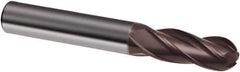 Guhring - 1/2" Diam, 1-1/4" LOC, 4 Flute Solid Carbide Ball End Mill - nano-A Finish, Single End, 3-1/2" OAL, 1/2" Shank Diam, Spiral Flute - Apex Tool & Supply