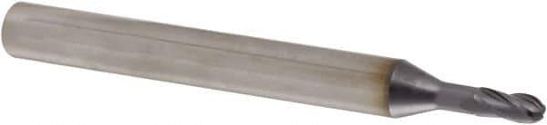 Iscar - 3mm Diam, 6mm LOC, 4 Flute Solid Carbide Ball End Mill - TiAlN Finish, Single End, 57mm OAL, 6mm Shank Diam, Spiral Flute - Apex Tool & Supply
