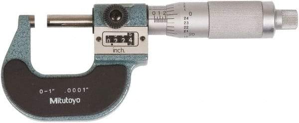 Mitutoyo - 0 to 1 Inch Range, Standard Throat, Electronic Outside Micrometer - 0.0001 Inch Accuracy, Friction Thimble, Rotating Spindle, Includes NIST Traceability Certification - Apex Tool & Supply