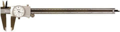 Mitutoyo - 0" to 12" Range, 0.001" Graduation, 0.1" per Revolution, Dial Caliper - White Face, Accurate to 0.0020", 64mm Jaw Length - Apex Tool & Supply