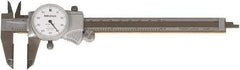 Mitutoyo - 0" to 6" Range, 0.001" Graduation, 1" per Revolution, Dial Caliper - White Face, Accurate to 0.1000", 40mm Jaw Length - Apex Tool & Supply