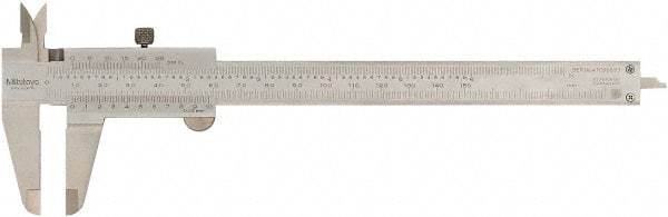 Mitutoyo - 0 to 150mm Stainless Steel Vernier Caliper - 0.02mm Graduation, 40mm Jaw Depth, 0.03mm Accuracy, Includes NIST Traceability Certificate - Apex Tool & Supply