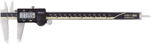 Mitutoyo - 0 to 200mm Range, 0.01mm Resolution, Electronic Caliper - 0.001" Accuracy - Apex Tool & Supply