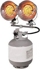 GHP GROUP - 10 to 30,000 BTU Rating, Propane Forced Air Heater - 25 Sq Ft Max Heating Area, (1) 1 Lb or 20 Lb Tank Capacity, Fuel with LP Gas - Apex Tool & Supply