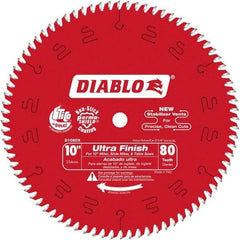 Freud - 10" Diam, 5/8" Arbor Hole Diam, 80 Tooth Wet & Dry Cut Saw Blade - Carbide-Tipped, Standard Round Arbor - Apex Tool & Supply