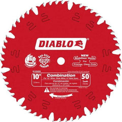 Freud - 10" Diam, 5/8" Arbor Hole Diam, 50 Tooth Wet & Dry Cut Saw Blade - Carbide-Tipped, Standard Round Arbor - Apex Tool & Supply