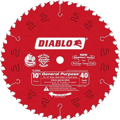 Freud - 10" Diam, 5/8" Arbor Hole Diam, 40 Tooth Wet & Dry Cut Saw Blade - Carbide-Tipped, Standard Round Arbor - Apex Tool & Supply