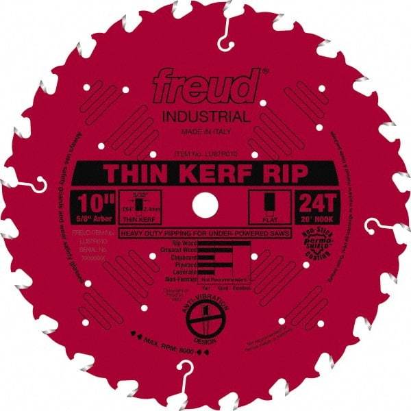 Freud - 10" Diam, 5/8" Arbor Hole Diam, 24 Tooth Wet & Dry Cut Saw Blade - Carbide-Tipped, Standard Round Arbor - Apex Tool & Supply