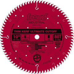 Freud - 10" Diam, 5/8" Arbor Hole Diam, 80 Tooth Wet & Dry Cut Saw Blade - Carbide-Tipped, Standard Round Arbor - Apex Tool & Supply