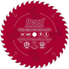 Freud - 10" Diam, 5/8" Arbor Hole Diam, 40 Tooth Wet & Dry Cut Saw Blade - Carbide-Tipped, Standard Round Arbor - Apex Tool & Supply