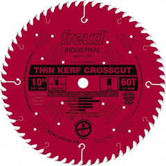 Freud - 10" Diam, 5/8" Arbor Hole Diam, 60 Tooth Wet & Dry Cut Saw Blade - Carbide-Tipped, Standard Round Arbor - Apex Tool & Supply