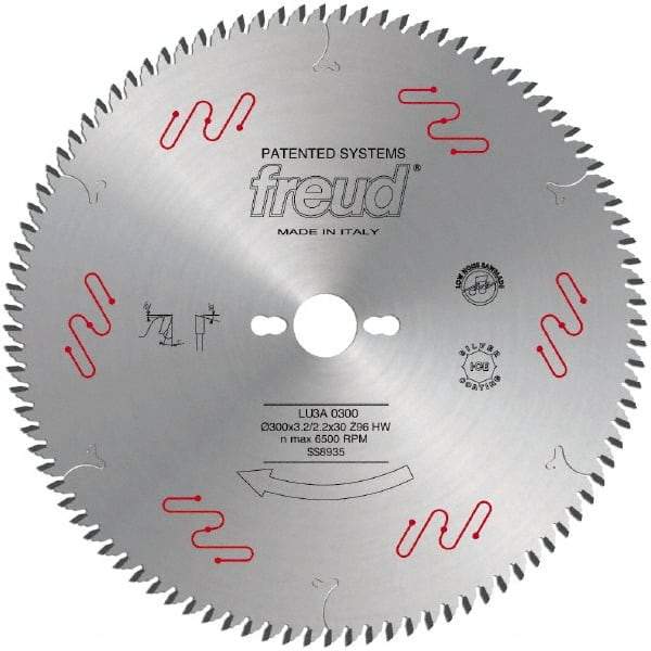 Freud - 300mm Diam, 30mm Arbor Hole Diam, 96 Tooth Wet & Dry Cut Saw Blade - Carbide-Tipped, Standard Round Arbor - Apex Tool & Supply