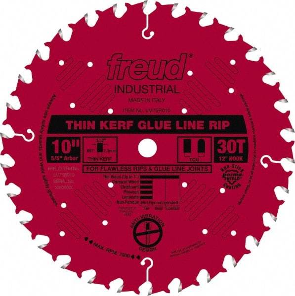 Freud - 10" Diam, 5/8" Arbor Hole Diam, 30 Tooth Wet & Dry Cut Saw Blade - Carbide-Tipped, Standard Round Arbor - Apex Tool & Supply