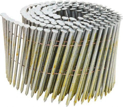 Stanley Bostitch - 11 Gauge 0.131" Shank Diam 3-1/2" Long Framing Nails for Power Nailers - Steel, Yellow Zinc Finish, Smooth Shank, Coil Wire Collation, Round Head, Diamond Point - Apex Tool & Supply