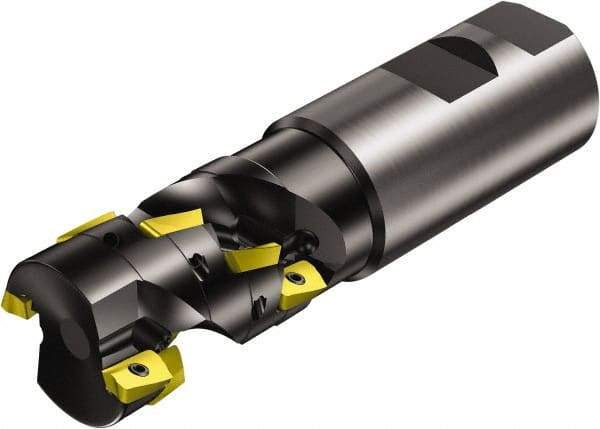 Sandvik Coromant - 1-1/2" Cut Diam, 2.13" Max Depth of Cut, 1-1/2" Shank Diam, 5.418" OAL, Indexable Square Shoulder End Mill - Multiple Insert Styles, Weldon Shank, 90° Lead Angle, Series CoroMill 390 - Apex Tool & Supply