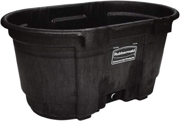 Rubbermaid - 100 Gallon Black Oval Plastic Stock Tank - 25" High x 31" Diam - Apex Tool & Supply