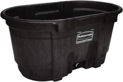 Rubbermaid - 100 Gallon Black Oval Plastic Stock Tank - 25" High x 31" Diam - Apex Tool & Supply
