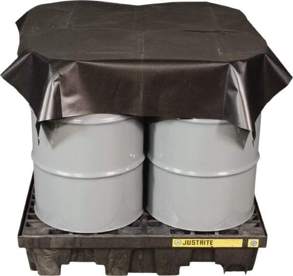 Justrite - 120" Long x 120" Wide Vinyl Tarp & Dust Cover - Black, Grommet - Apex Tool & Supply