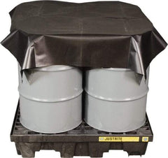 Justrite - 120" Long x 120" Wide Vinyl Tarp & Dust Cover - Black, Grommet - Apex Tool & Supply