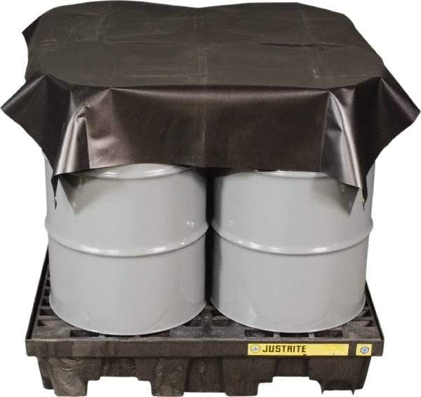 Justrite - 120" Long x 60" Wide Vinyl Tarp & Dust Cover - Black, Grommet - Apex Tool & Supply