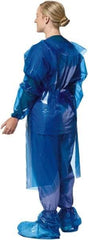 PolyConversions - 4 mil Thick Chemical Resistant Coat Apron - Polyolefin, Blue - Apex Tool & Supply